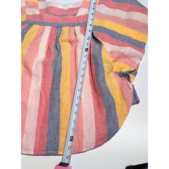 Beachlunchlounge Linen Cotton Striped Boho Blouse Size Small Petite - Picture 8 of 9